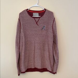 Salute Atlanta Braves MLB V-Neck Knit Pullover Sweater - Heather Red/Navy